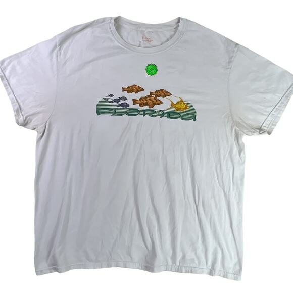 Hanes Comfortsoft White Florida Tee Shirt Top Fish Graphic Size XL White - Picture 1 of 11